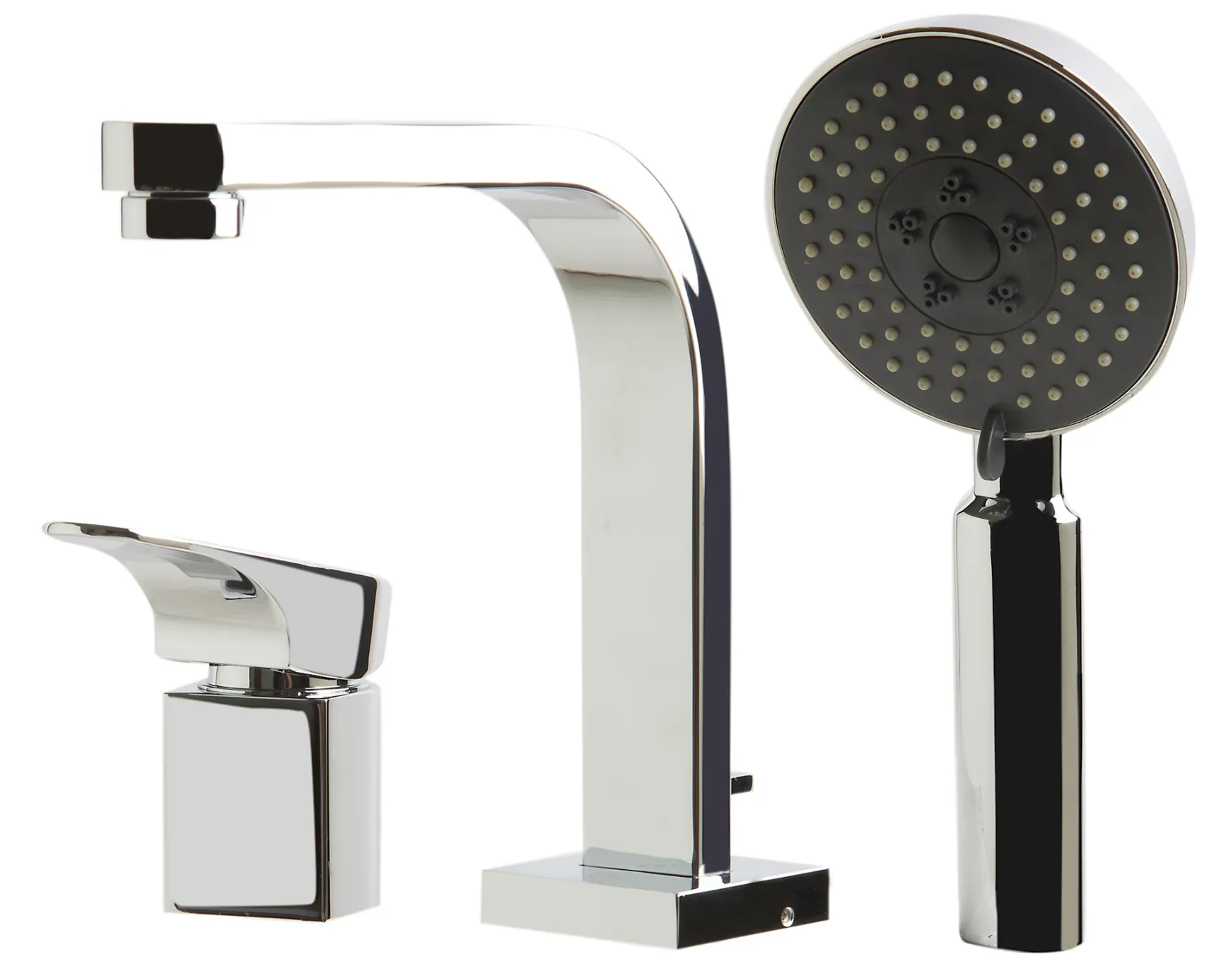 ALFI brand Brass, AB2703-PC Polished Chrome Deck Mounted Tub Filler and Round Hand Held Shower Head