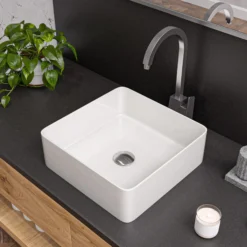ALFI Brushed Nickel Gooseneck Single Hole Bathroom Faucet, AB3470-BN