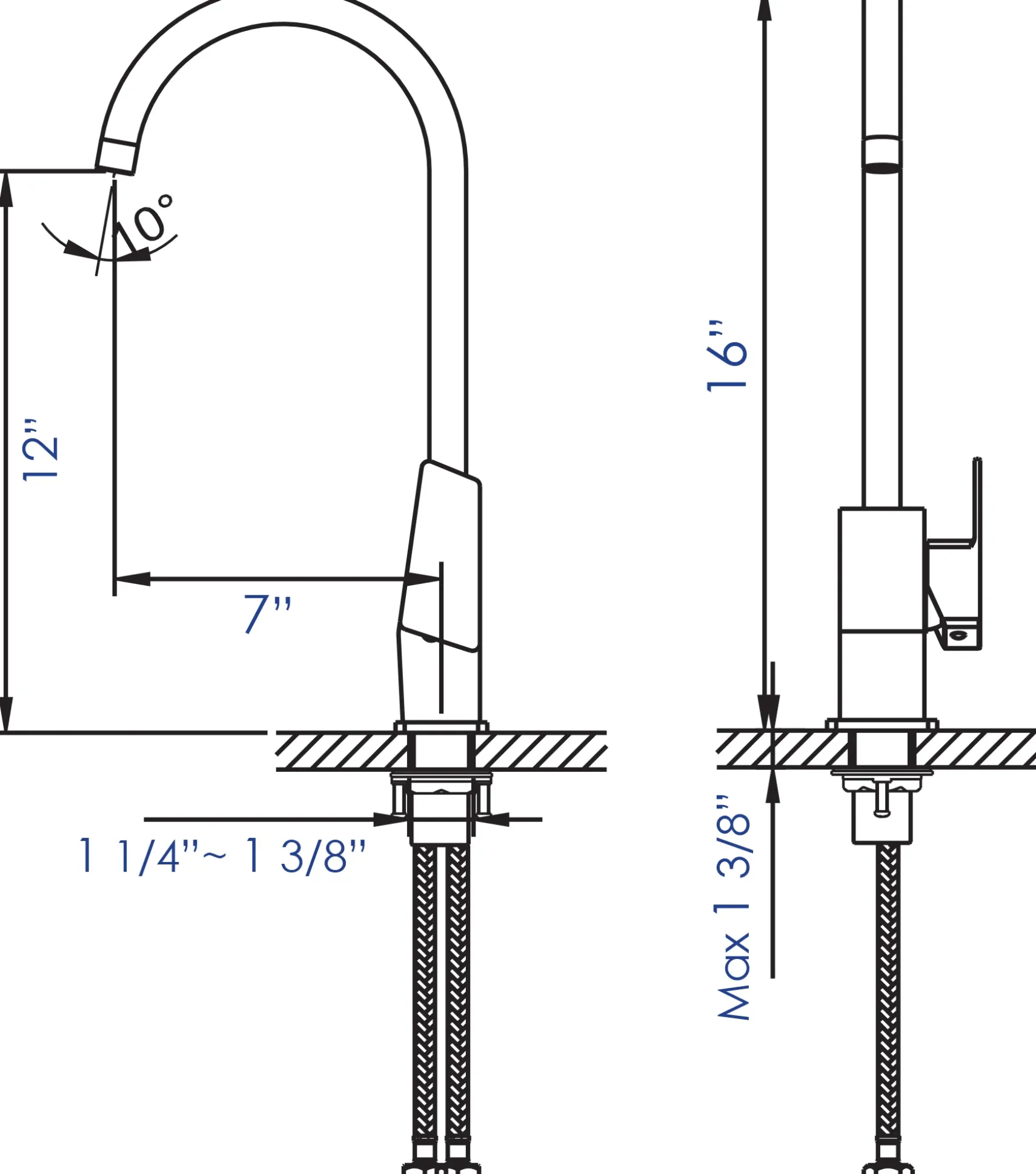 ALFI Brushed Nickel Gooseneck Single Hole Bathroom Faucet, AB3470-BN