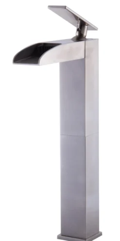 ALFI Brushed Nickel Single Hole Tall Waterfall Bathroom Faucet, AB1597-BN
