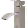 ALFI Brushed Nickel Square Body Curved Spout Single Lever Bathroom Faucet, AB1258-BN