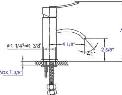 ALFI Brushed Nickel Square Body Curved Spout Single Lever Bathroom Faucet, AB1258-BN