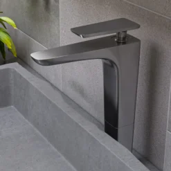 ALFI Brushed Nickel Tall Single Hole Modern Bathroom Faucet, AB1778-BN