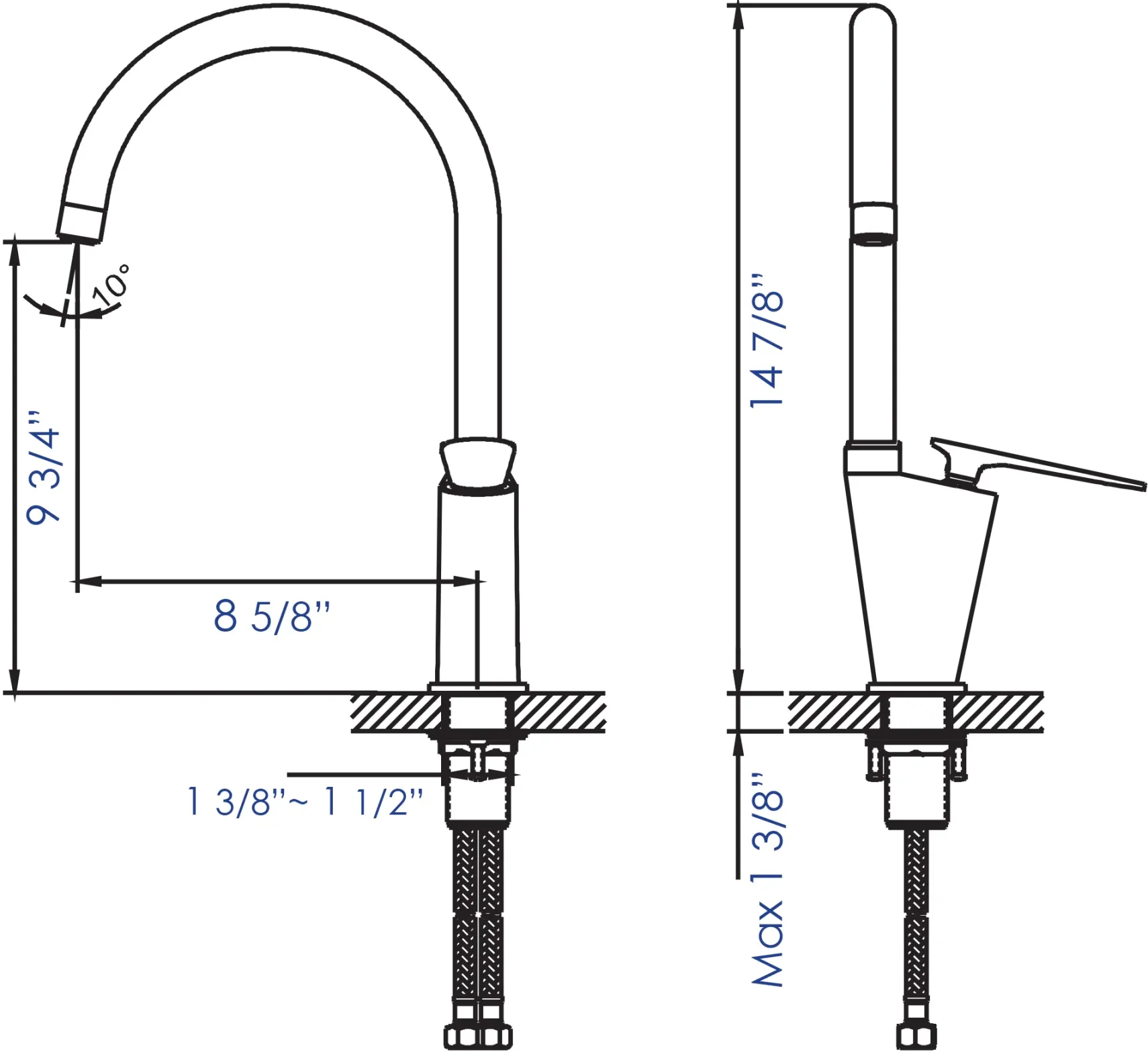 ALFI Polished Chrome Gooseneck Single Hole Bathroom Faucet, AB3600-PC