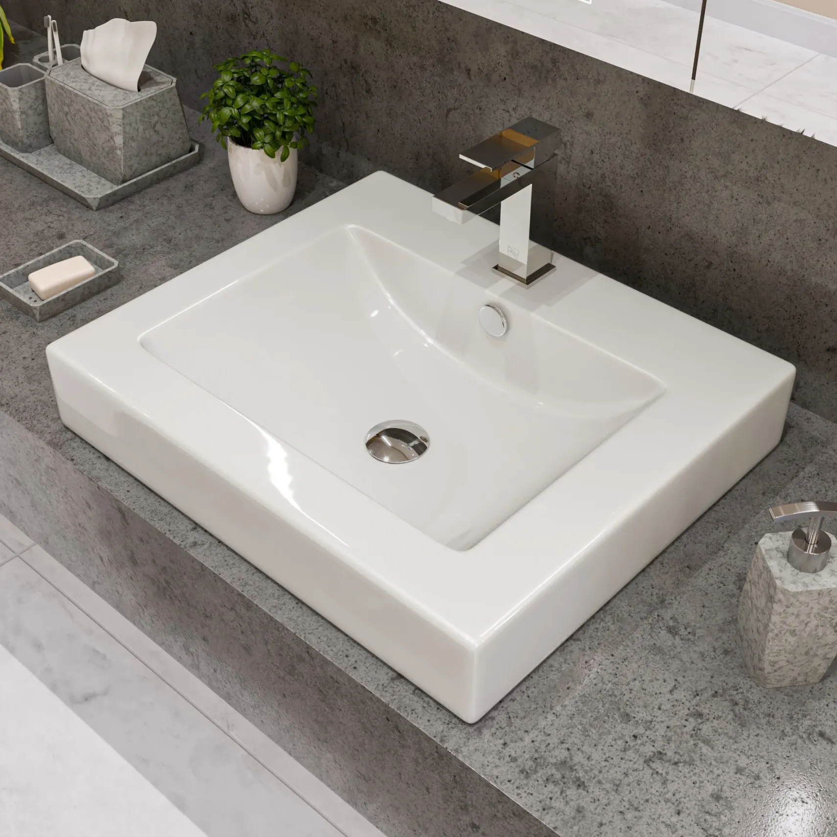 ALFI Polished Chrome Square Single Lever Bathroom Faucet, AB1229-PC