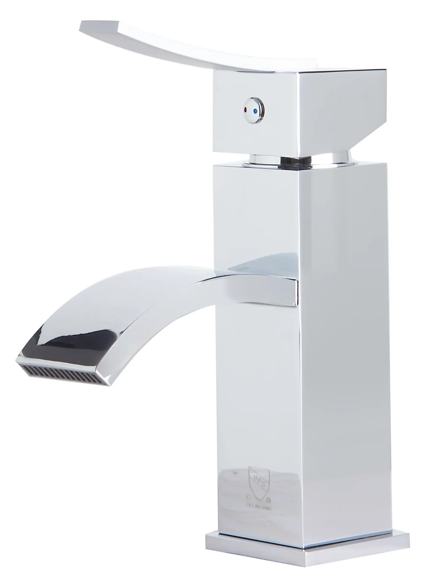 ALFI Polished Chrome Square Body Curved Spout Single Lever Bathroom Faucet, AB1258-PC