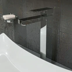 ALFI Polished Chrome Tall Square Single Lever Bathroom Faucet, AB1129-PC