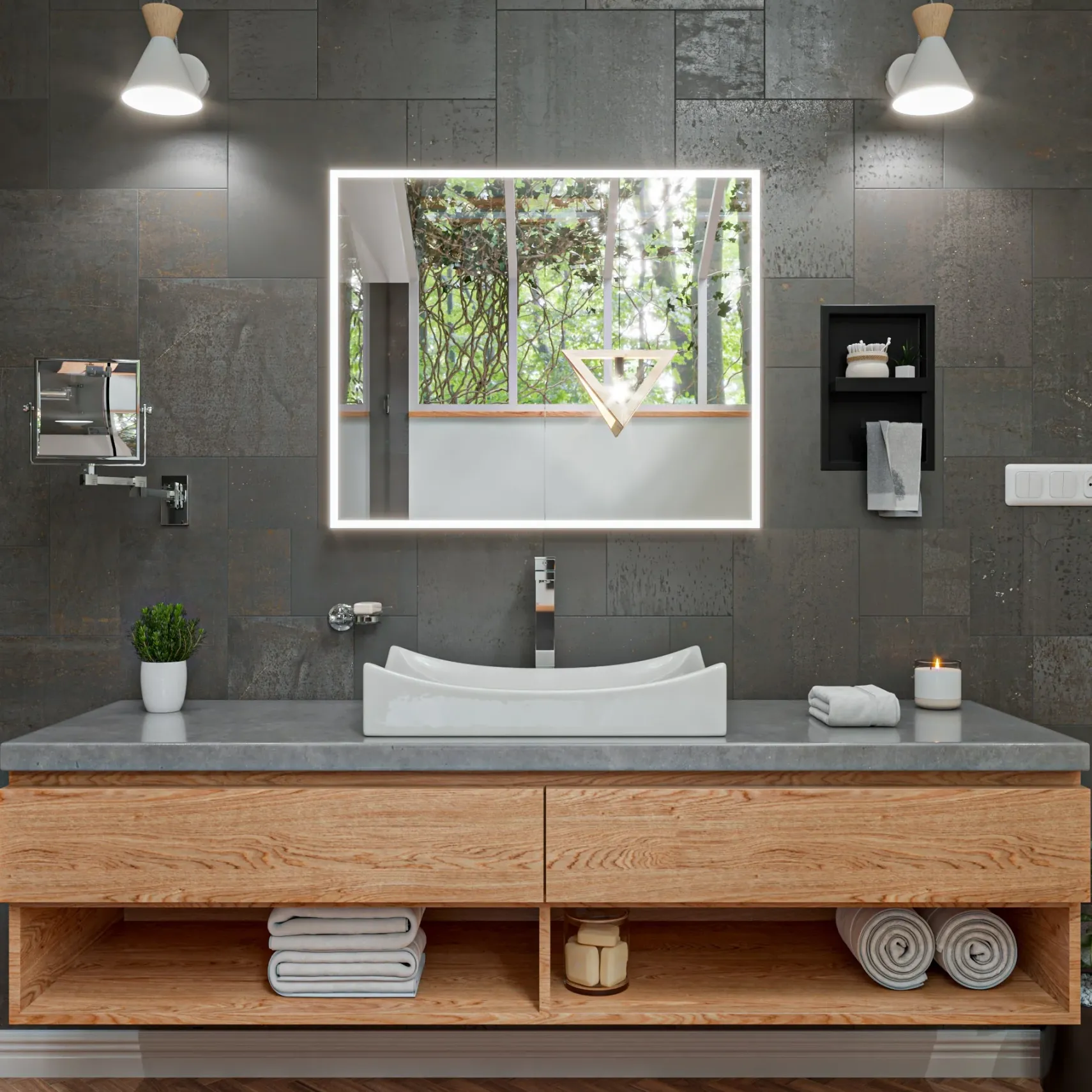 ALFI Polished Chrome Tall Square Single Lever Bathroom Faucet, AB1129-PC