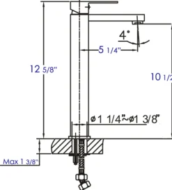 ALFI Polished Chrome Tall Square Single Lever Bathroom Faucet, AB1129-PC