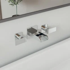 ALFI Polished Chrome Widespread Wall Mounted Modern Waterfall Bathroom Faucet, AB1796-PC