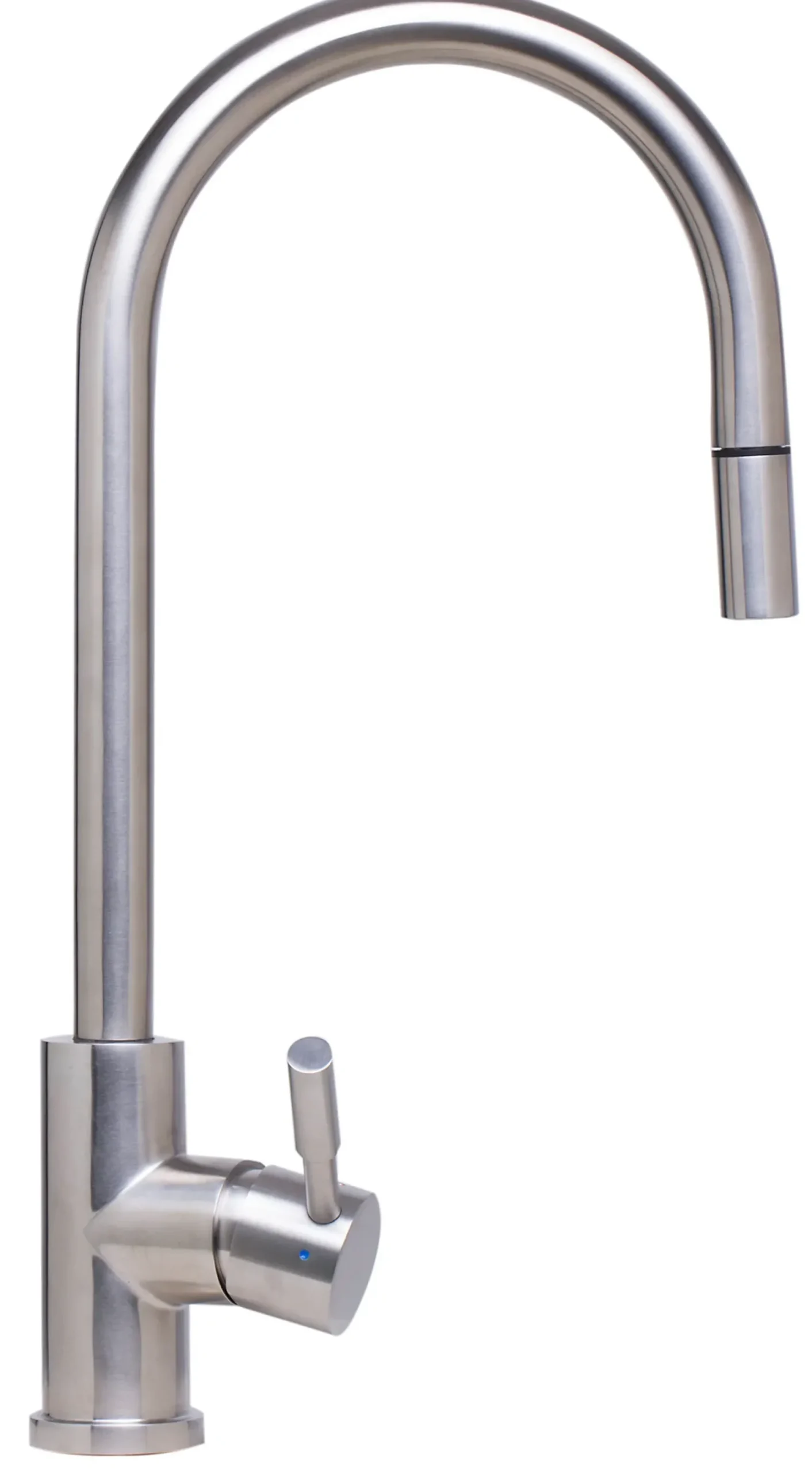 ALFI Solid Brushed Stainless Steel Single Hole Pull Down Kitchen Faucet, AB2028-BSS