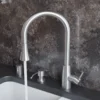 ALFI Solid Brushed Stainless Steel Pull Down Single Hole Kitchen Faucet, AB2034-BSS