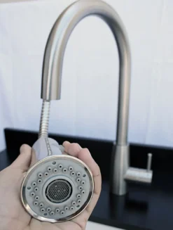 ALFI Solid Brushed Stainless Steel Pull Down Single Hole Kitchen Faucet, AB2034-BSS
