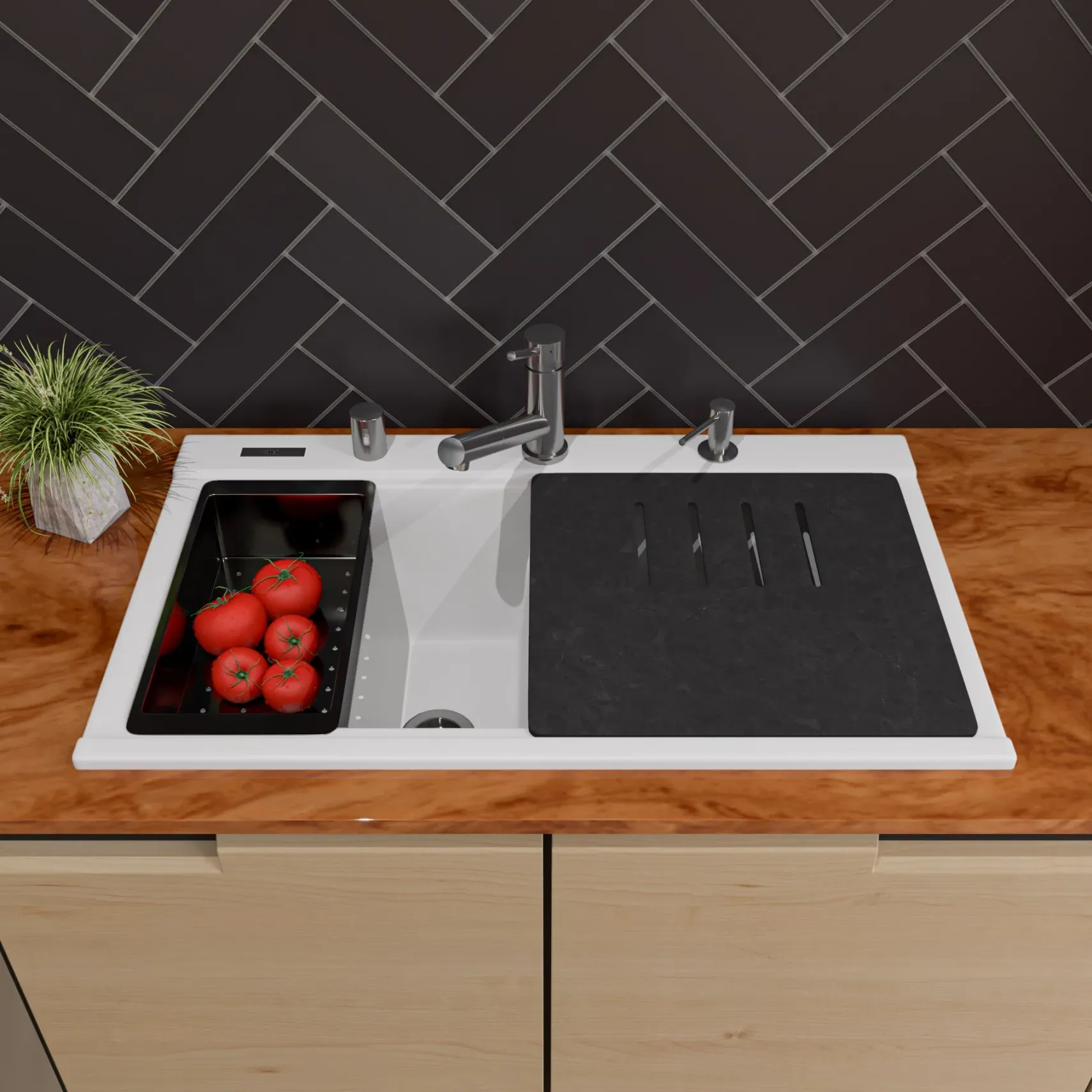 ALFI Solid Brushed Stainless Steel Pull Out Single Hole Kitchen Faucet, AB2025-BSS