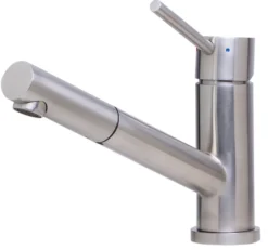 ALFI Solid Brushed Stainless Steel Pull Out Single Hole Kitchen Faucet, AB2025-BSS