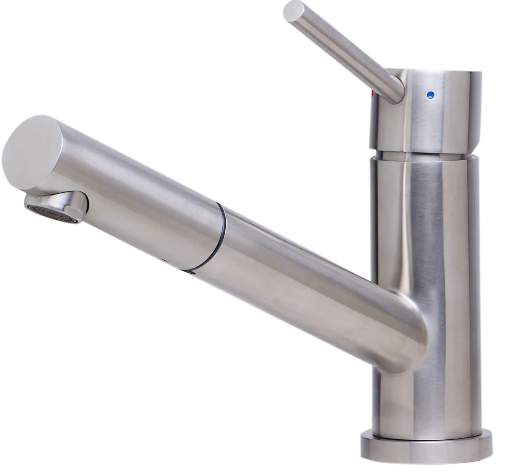 ALFI Solid Brushed Stainless Steel Pull Out Single Hole Kitchen Faucet, AB2025-BSS