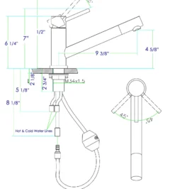 ALFI Solid Polished Stainless Steel Pull Out Single Hole Kitchen Faucet, AB2025-PSS