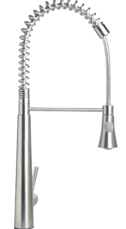 ALFI Solid Stainless Steel Commercial Spring Kitchen Faucet with Pull Down Shower Spray, AB2039S