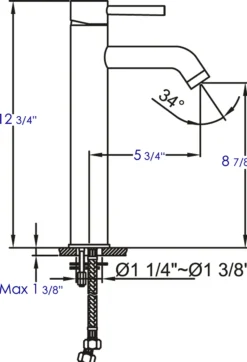 ALFI Tall Brushed Nickel Single Lever Bathroom Faucet, AB1023-BN