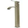 ALFI Tall Brushed Nickel Tall Square Body Curved Spout Single Lever Bathroom Faucet, AB1158-BN