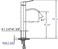 ALFI Tall Brushed Nickel Tall Square Body Curved Spout Single Lever Bathroom Faucet, AB1158-BN