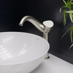 ALFI Tall Wave Brushed Nickel Single Lever Bathroom Faucet, AB1570-BN