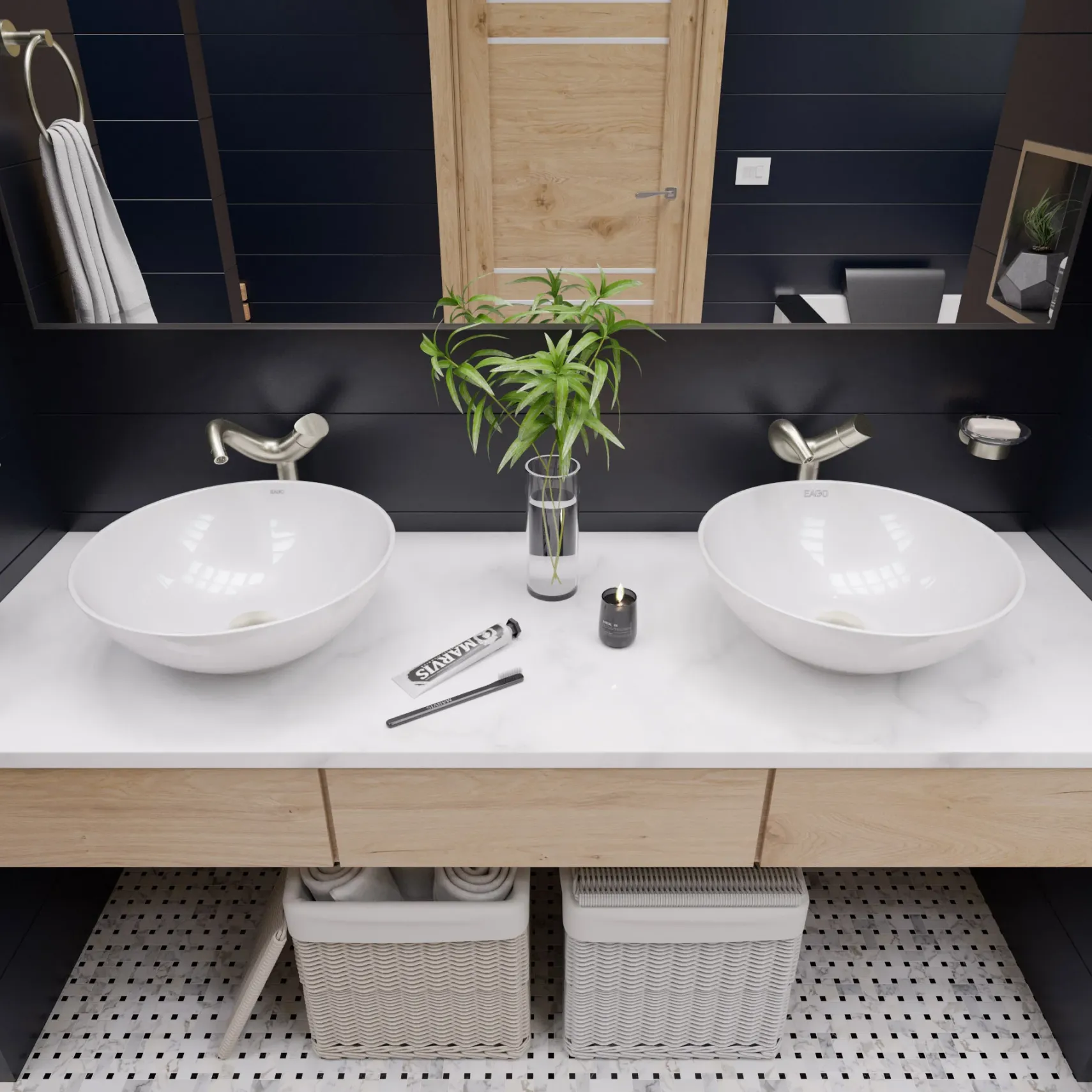 ALFI Tall Wave Brushed Nickel Single Lever Bathroom Faucet, AB1570-BN