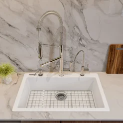 ALFI White 30" Drop-In Single Bowl Granite Composite Kitchen Sink, AB3020DI-W