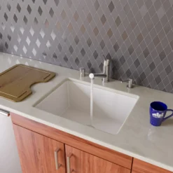 ALFI White 24" Undermount Single Bowl Granite Composite Kitchen Sink, AB2420UM-W