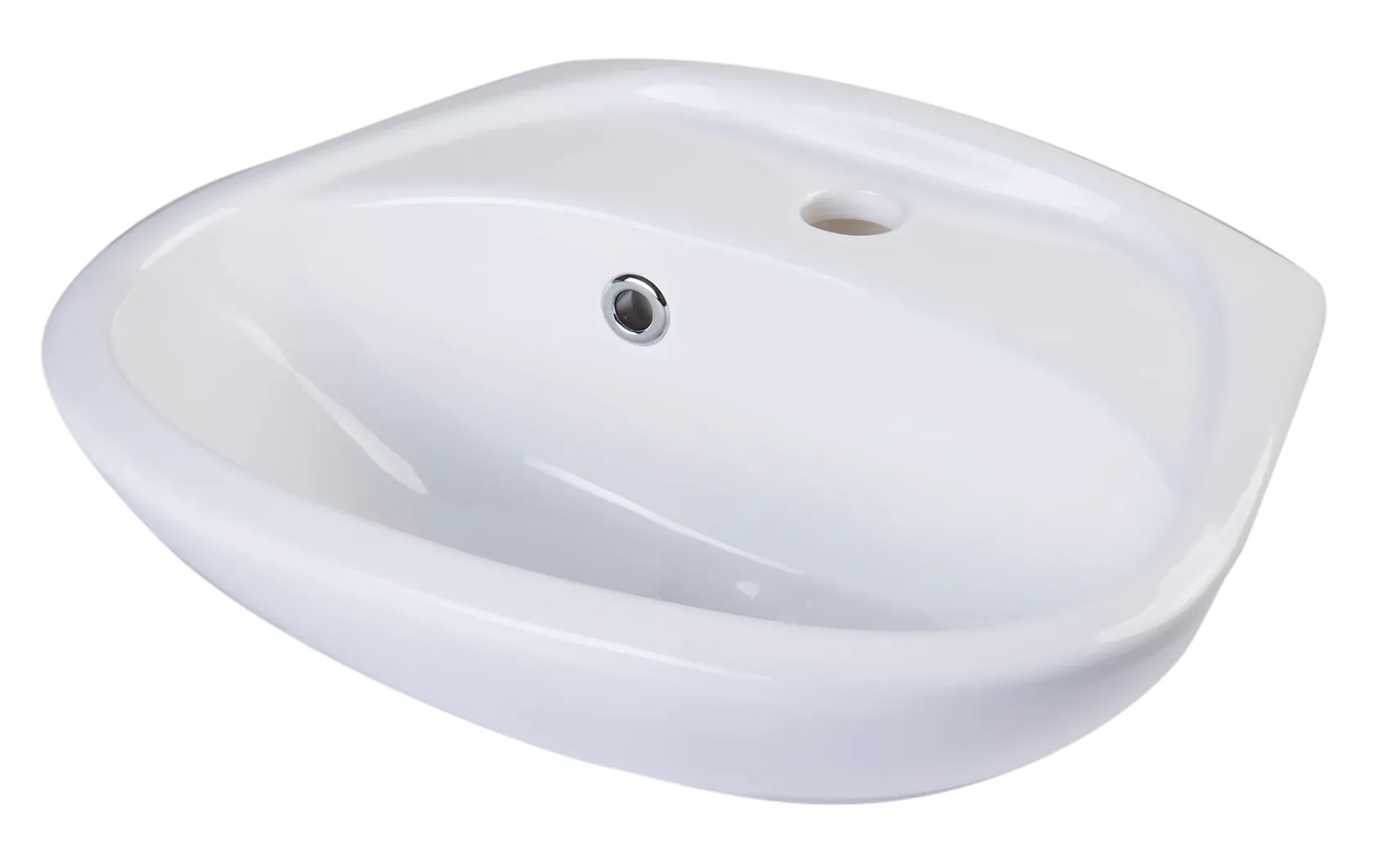 ALFI White Small Porcelain Wall Mount Basin with Overflow, AB106