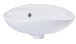 ALFI White Small Porcelain Wall Mount Basin with Overflow, AB106