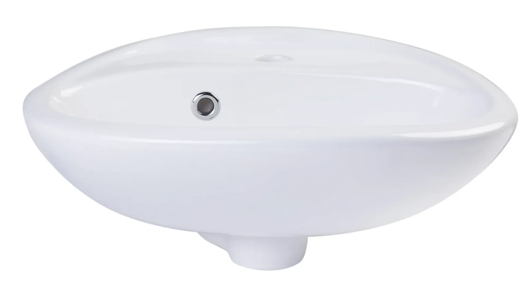 ALFI White Small Porcelain Wall Mount Basin with Overflow, AB106