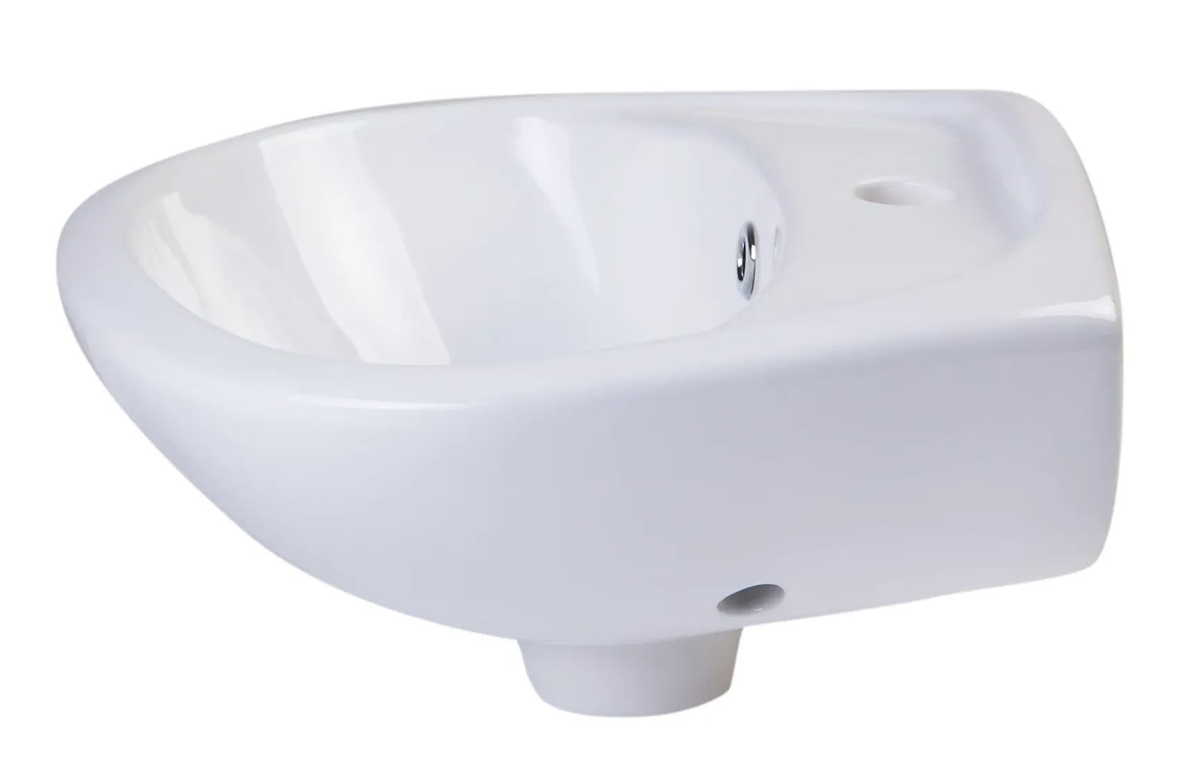 ALFI White Small Porcelain Wall Mount Basin with Overflow, AB106