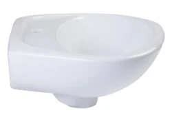 ALFI White Small Porcelain Wall Mount Basin with Overflow, AB106
