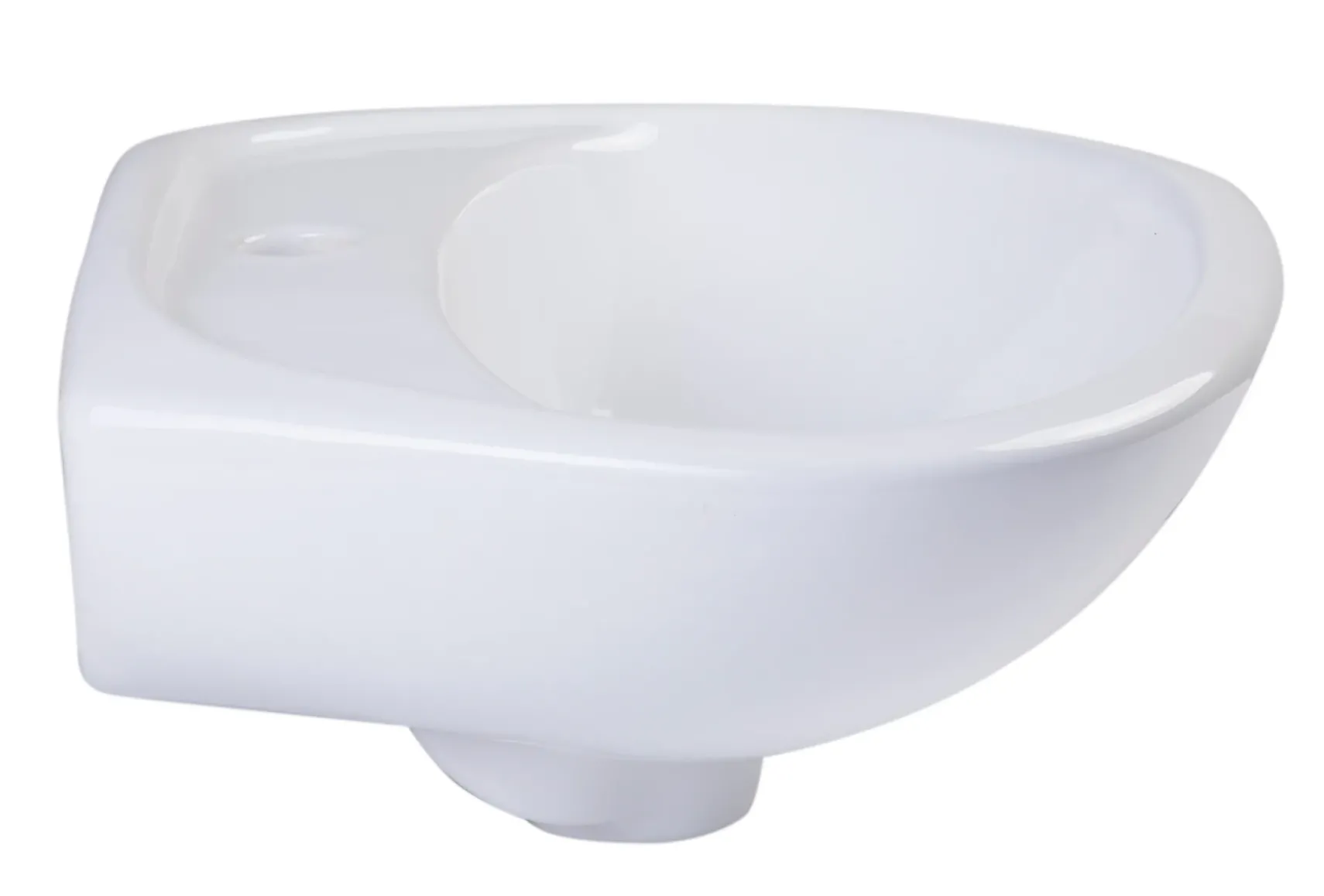 ALFI White Small Porcelain Wall Mount Basin with Overflow, AB106