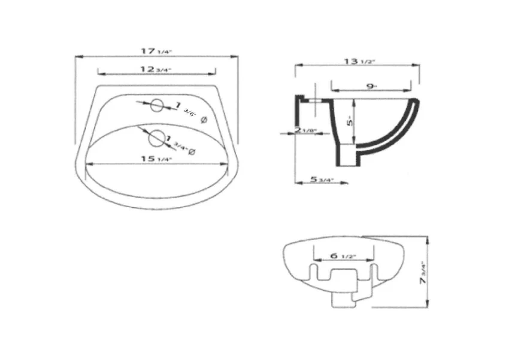 ALFI White Small Porcelain Wall Mount Basin with Overflow, AB106