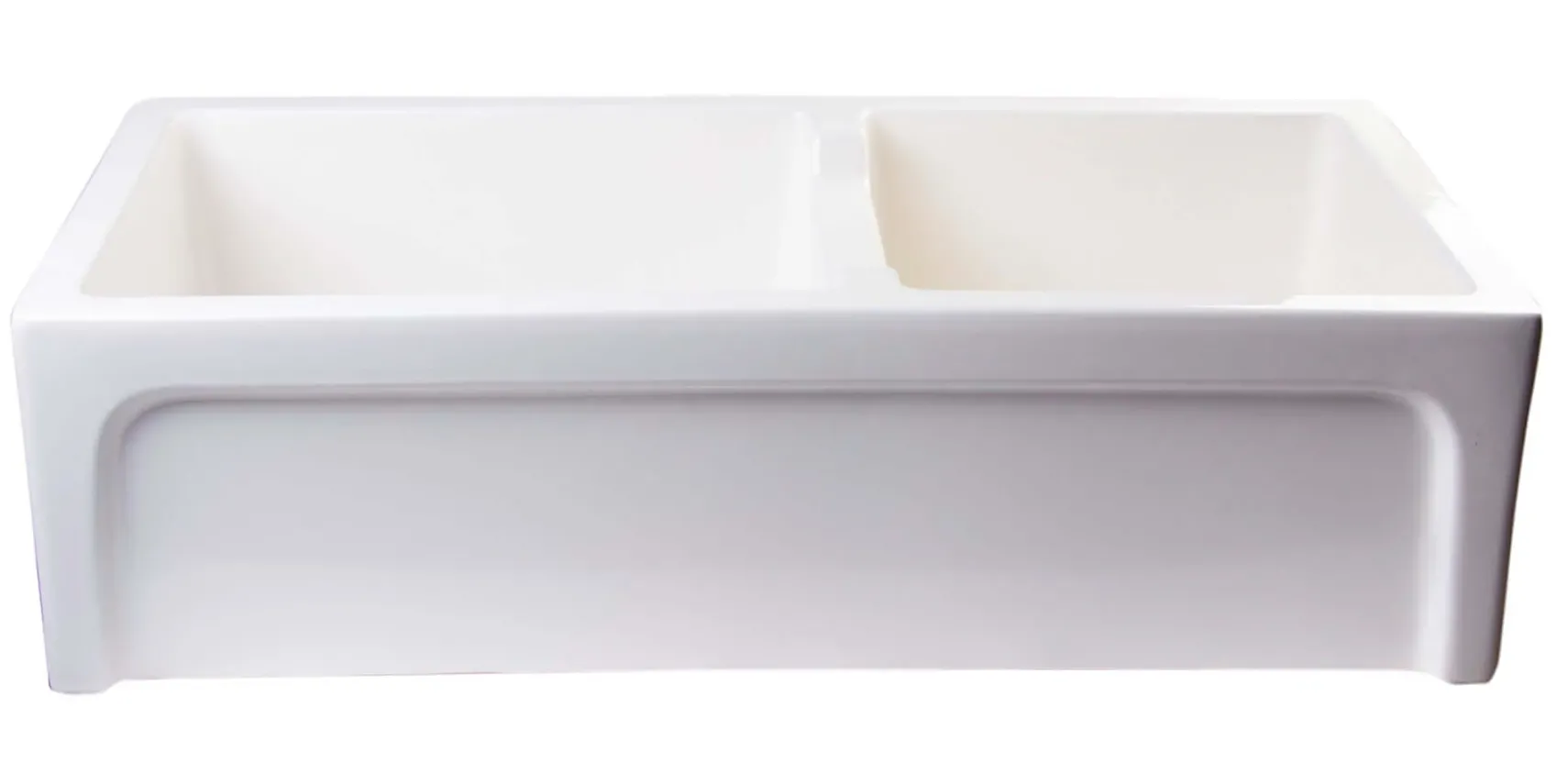 ALFI 36" Arched Double Bowl Thick Wall Fireclay Farmhouse Sink, Biscuit, AB3618ARCH-B