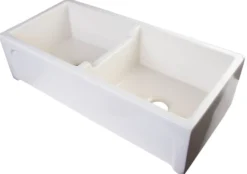 ALFI 39" Arched Double Bowl Thick Wall Fireclay Farmhouse Sink, Biscuit, AB3918ARCH-B