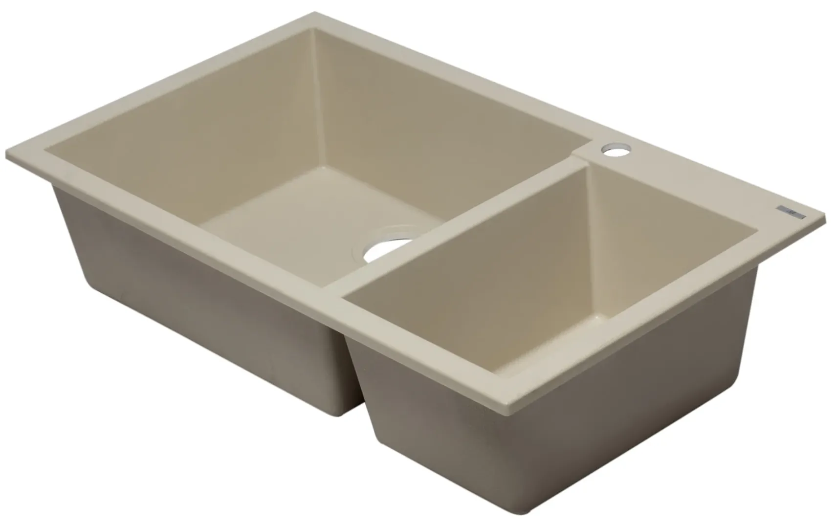 ALFI Biscuit 34" Double Bowl Drop In Granite Composite Kitchen Sink, AB3319DI-B
