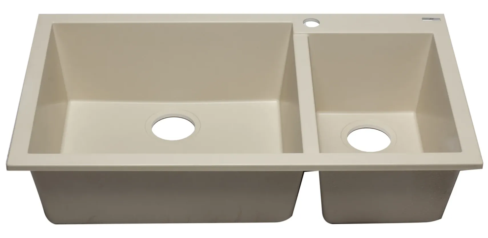ALFI Biscuit 34" Double Bowl Drop In Granite Composite Kitchen Sink, AB3319DI-B