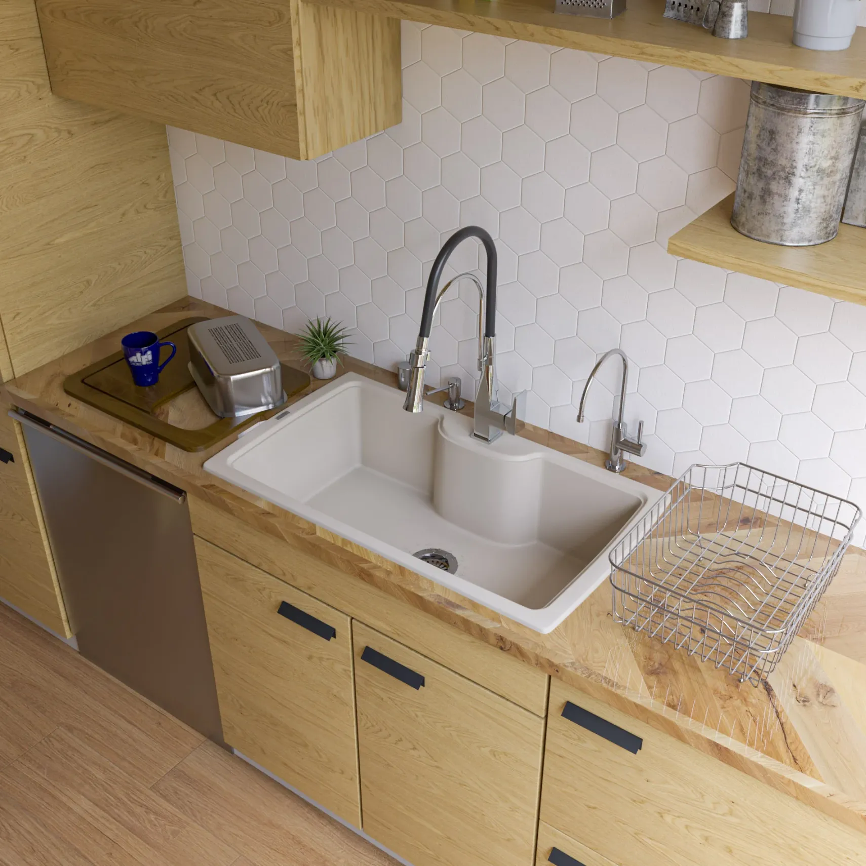 ALFI Biscuit 35" Drop-In Single Bowl Granite Composite Kitchen Sink, AB3520DI-B