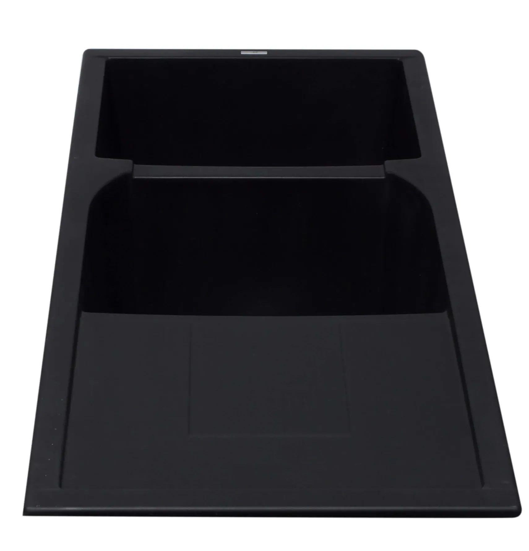 ALFI Black 46" Double Bowl Granite Composite Kitchen Sink with Drainboard, AB4620DI-BLA