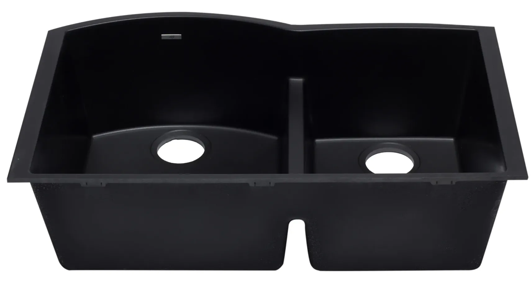 ALFI Black 33" Double Bowl Undermount Granite Composite Kitchen Sink, AB3320UM-BLA