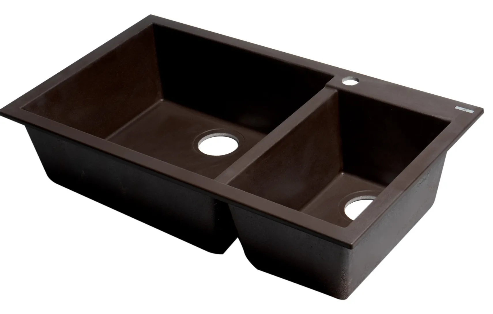 ALFI brand AB3319DI-C Chocolate 34" Double Bowl Drop In Granite Composite Kitchen Sink