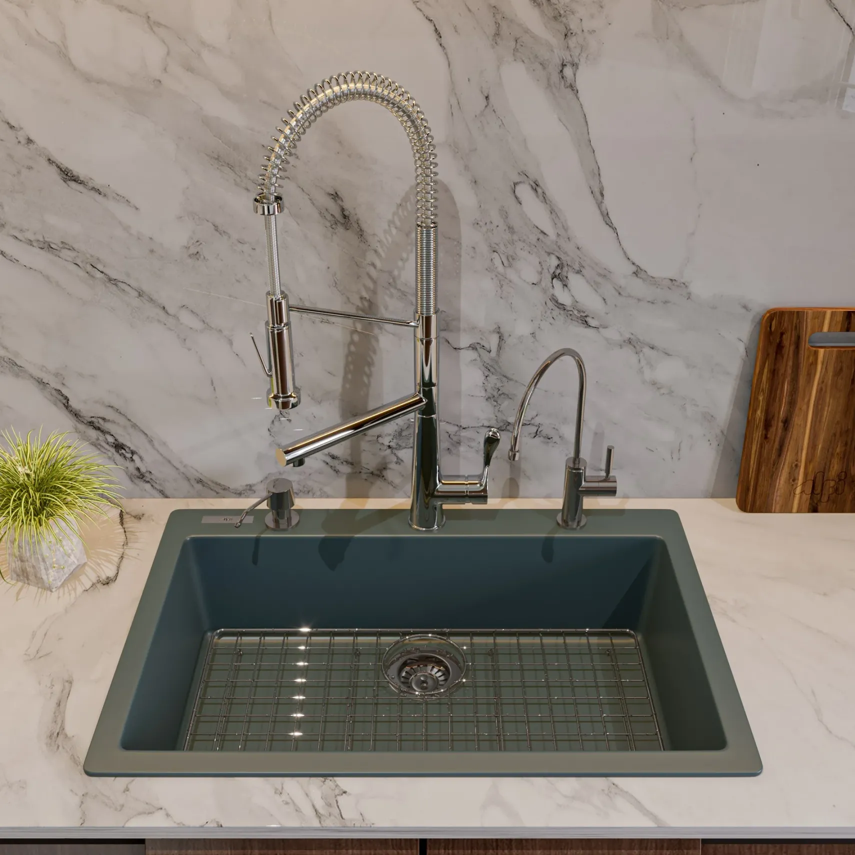 ALFI brand AB3020DI-T Titanium 30" Drop-In Single Bowl Granite Composite Kitchen Sink