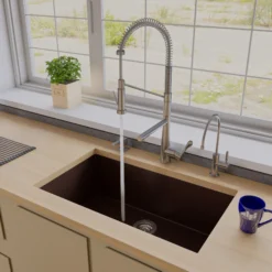 ALFI brand AB3322UM-C Chocolate 33" Single Bowl Undermount Granite Composite Kitchen Sink