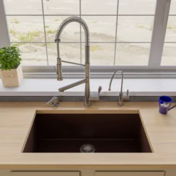 ALFI brand AB3322UM-C Chocolate 33" Single Bowl Undermount Granite Composite Kitchen Sink