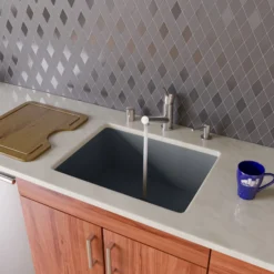 ALFI brand AB2420UM-T Titanium 24" Undermount Single Bowl Granite Composite Kitchen Sink