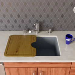 ALFI brand AB2420UM-T Titanium 24" Undermount Single Bowl Granite Composite Kitchen Sink
