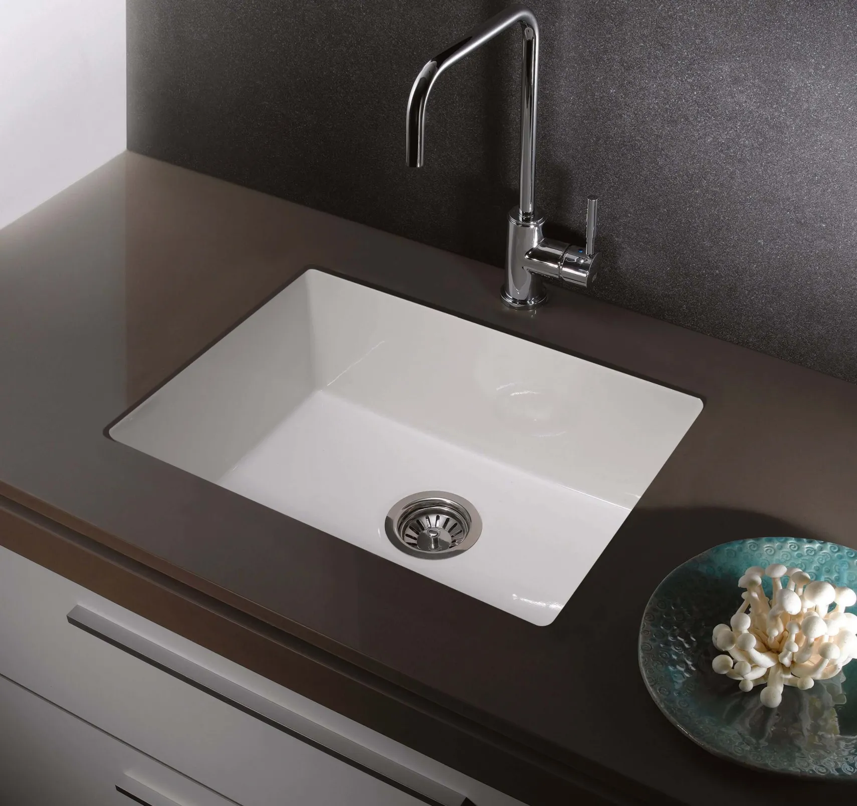 ALFI brand AB2317 23" White Fireclay Undermount Kitchen Sink